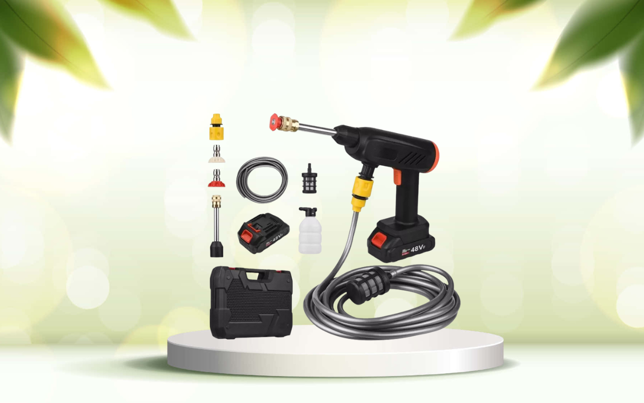 Scopri la pistola idropulitrice portatile: pulizia professionale senza rubinetto